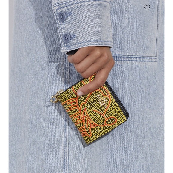 Coach C7446 Disney Mickey Mouse X Keith Haring Snap Zip Wallet NWT Org $198 - Picture 9 of 11